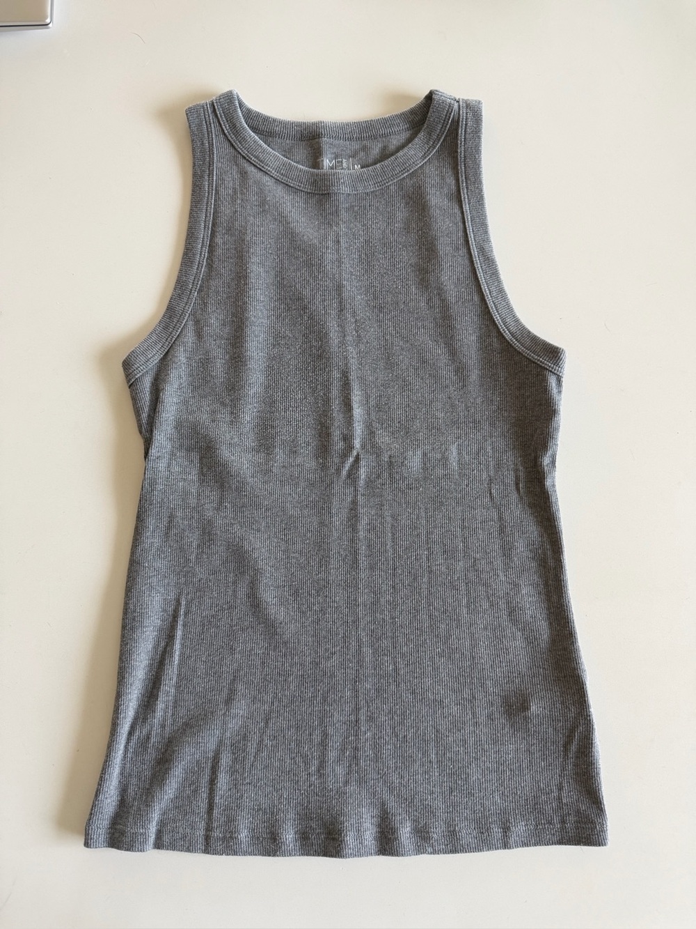 Time And True Gray Ribbed Tank Top